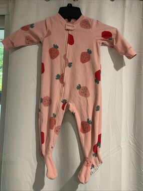 Carter's Pink Strawberry Print Footed One-Piece